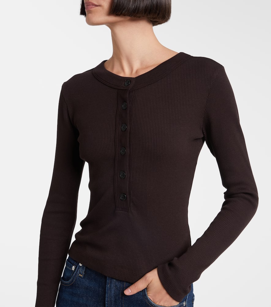 Ribbed-knit jersey top