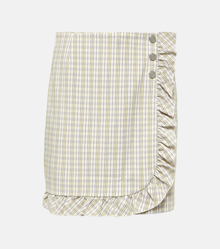 Ruffled pinstripe cotton skort