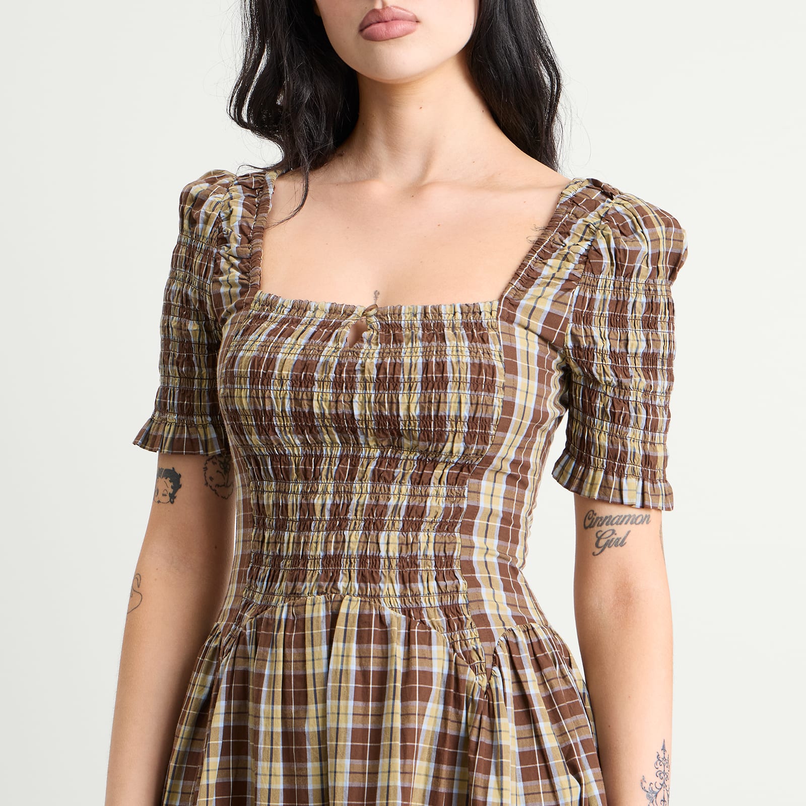 Women's Emmy Shirred Midi Dress Cocoa