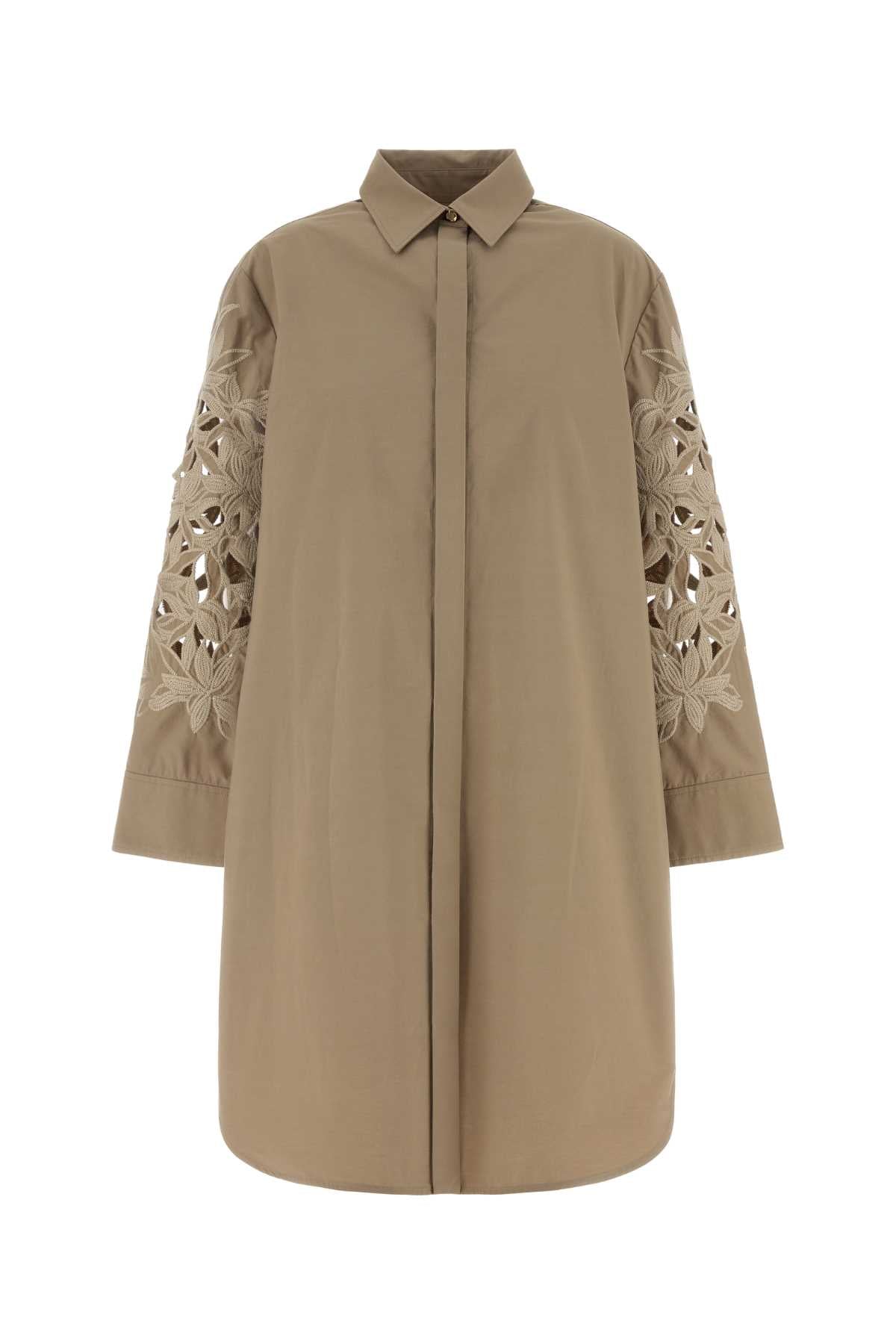 Dress Shirt Dress — Beige