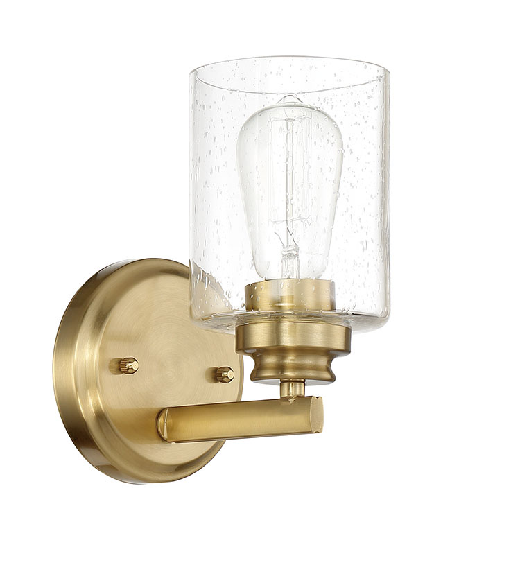 Satin Brass One Light Wall Sconce from the Bolden Collection