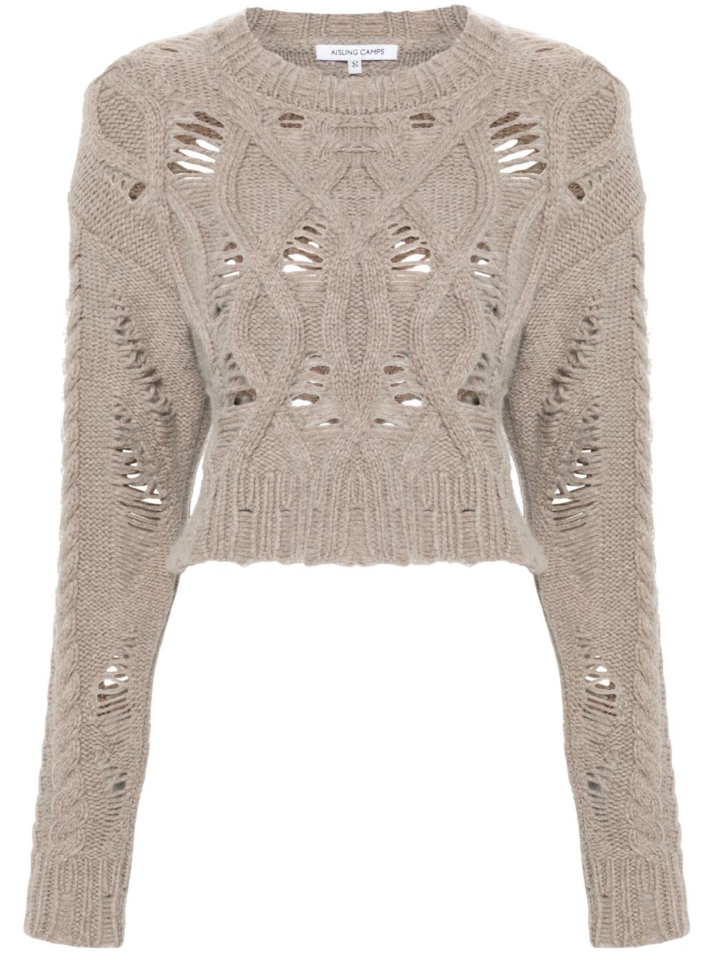 Cable-knit cropped jumper - White