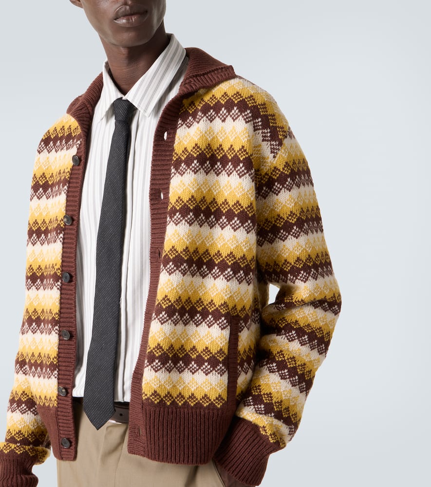 Jacquard cashmere and wool cardigan