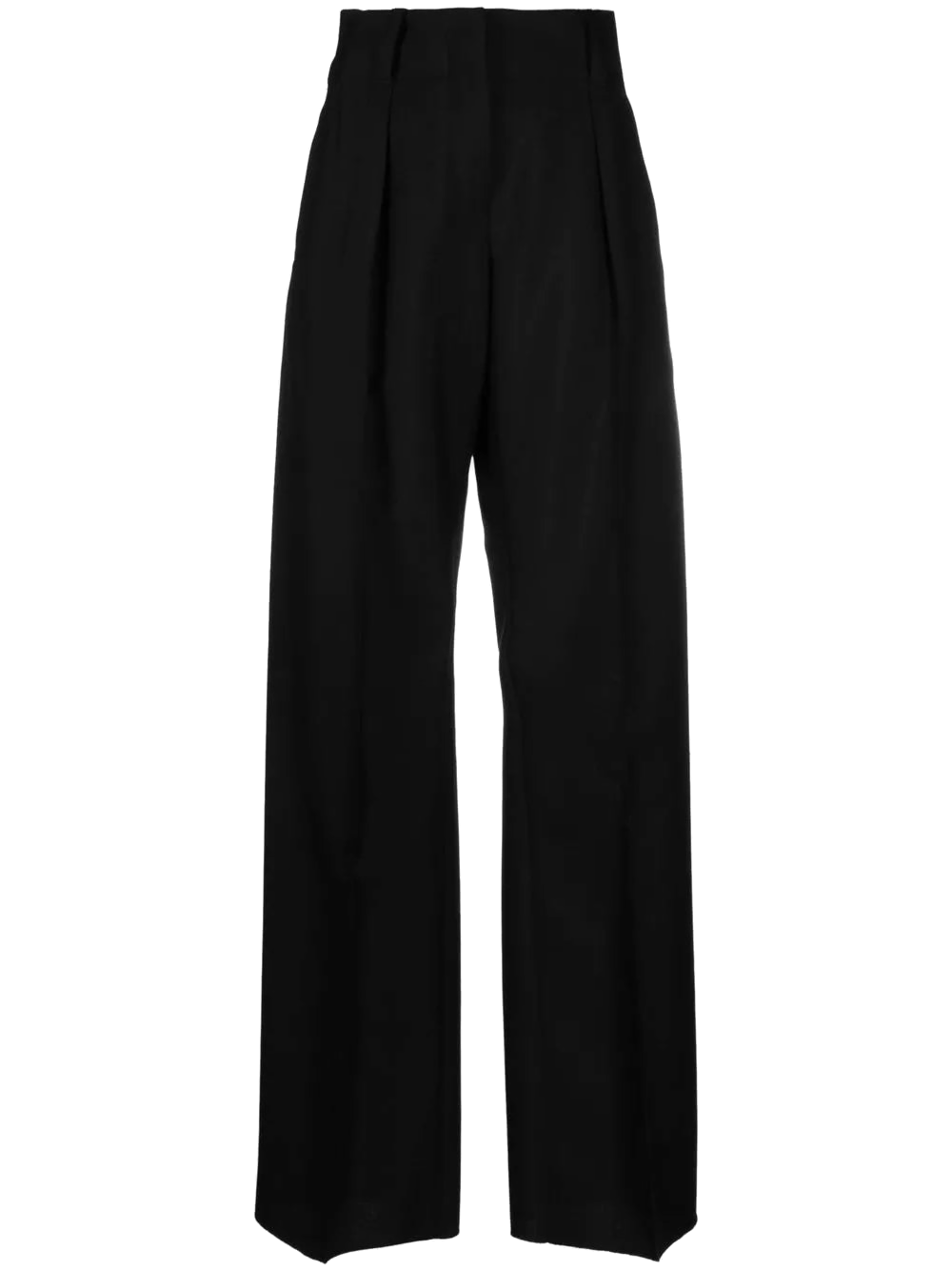 High-Waisted Wide-Leg Trousers — Black