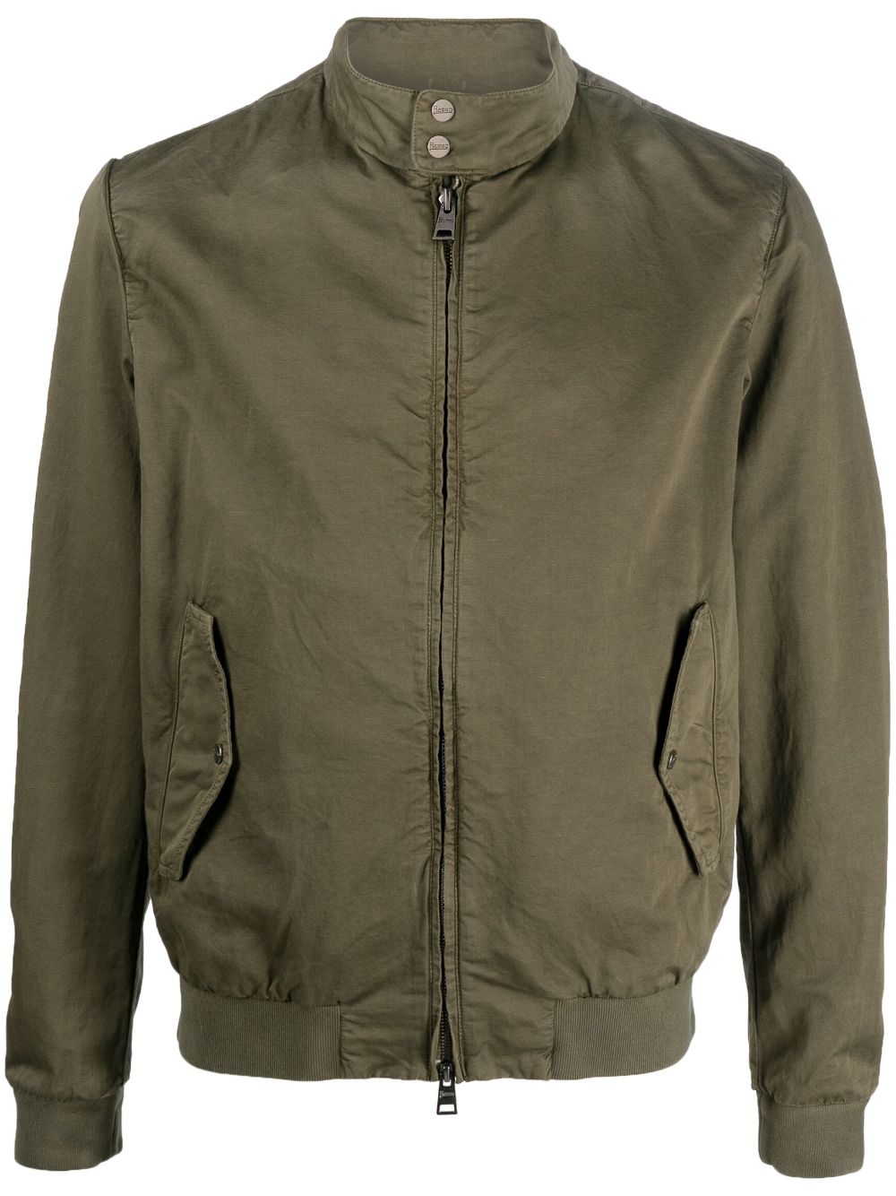 Cazadora cotton-linen bomber jacket - Green