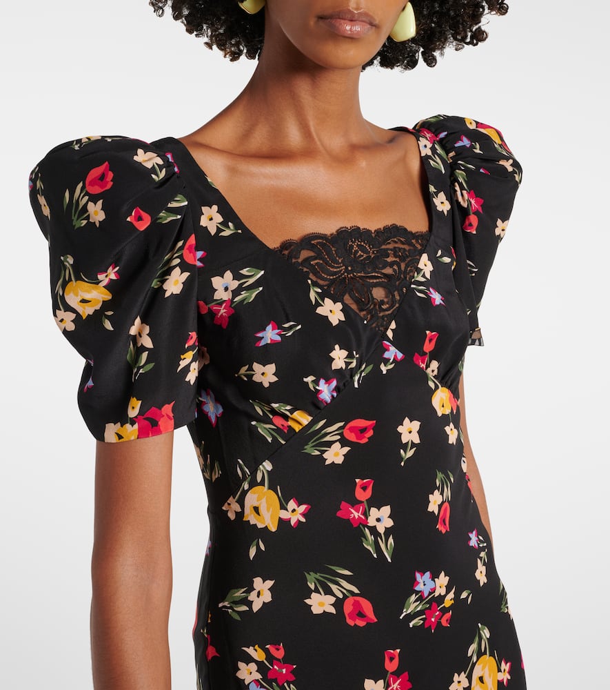 Floral silk crêpe de chine gown