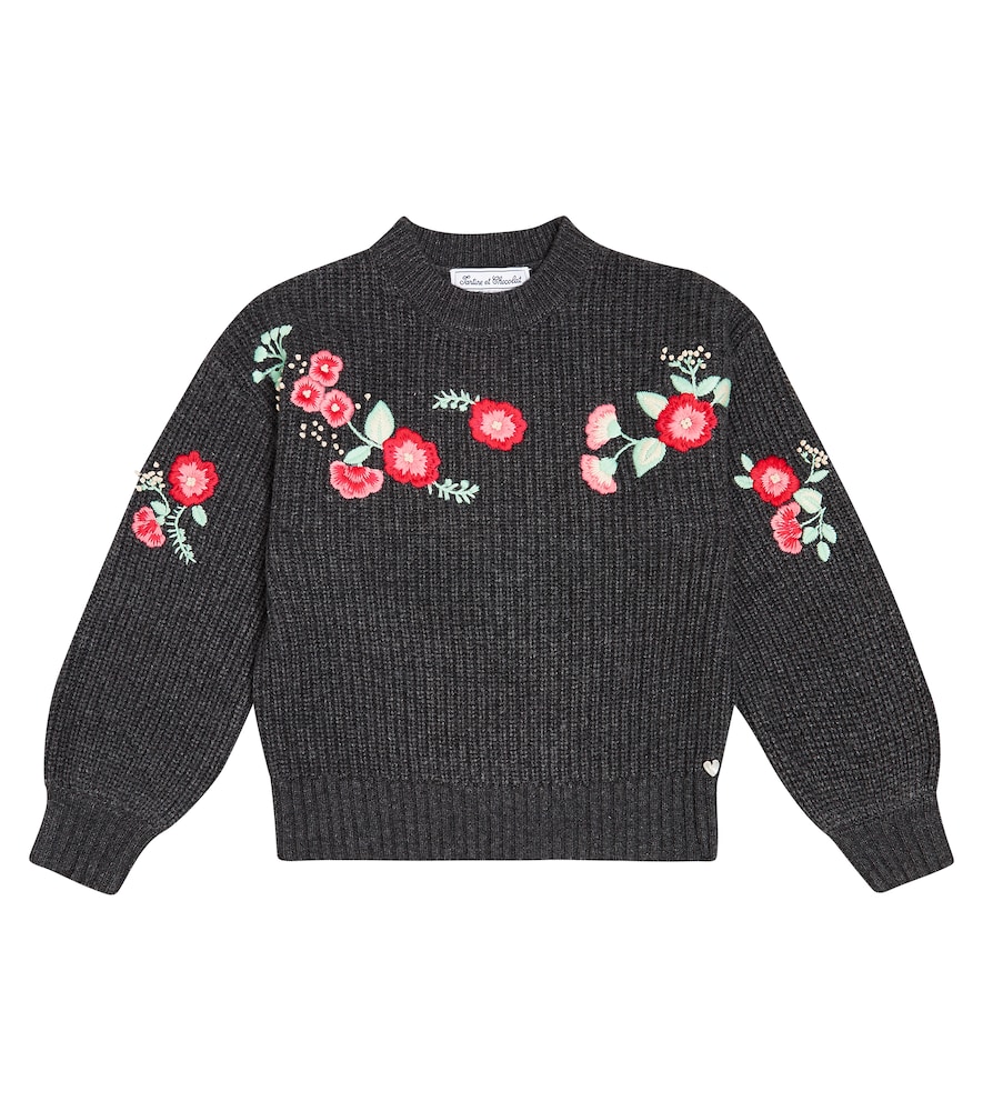 Embroidered wool-blend sweater