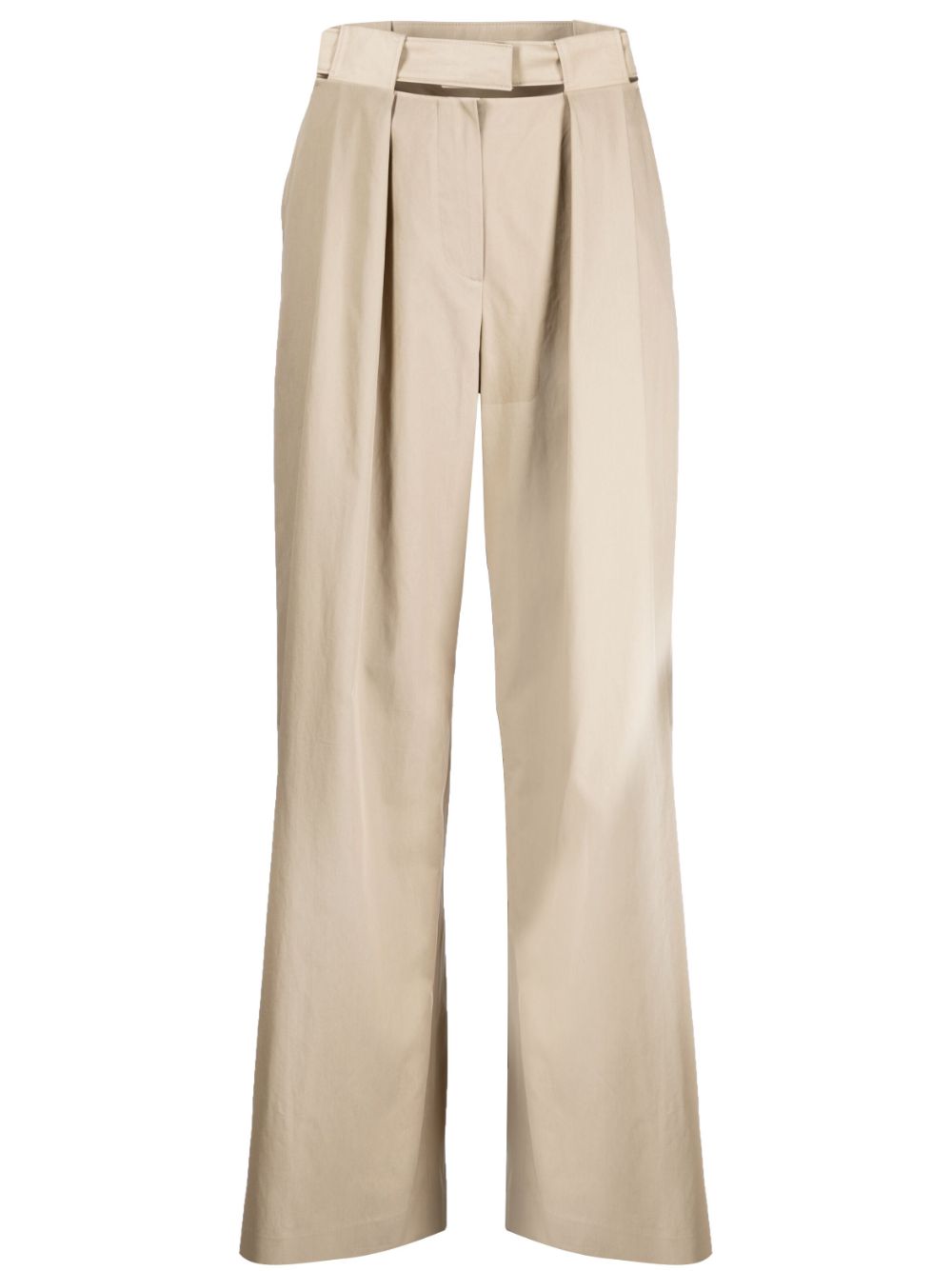 Cut-out pleated palazzo pants - Brown