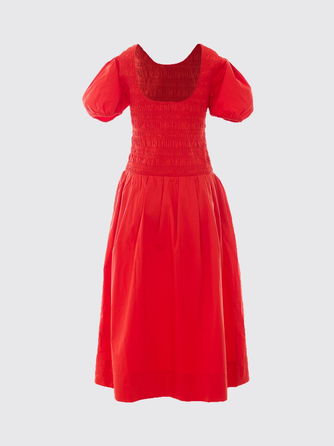 Puff-Sleeve Organic Cotton Midi Dress