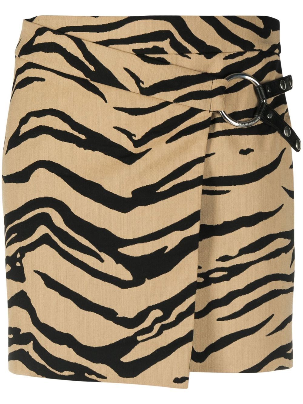 Zebra-print wrap miniskirt - Brown