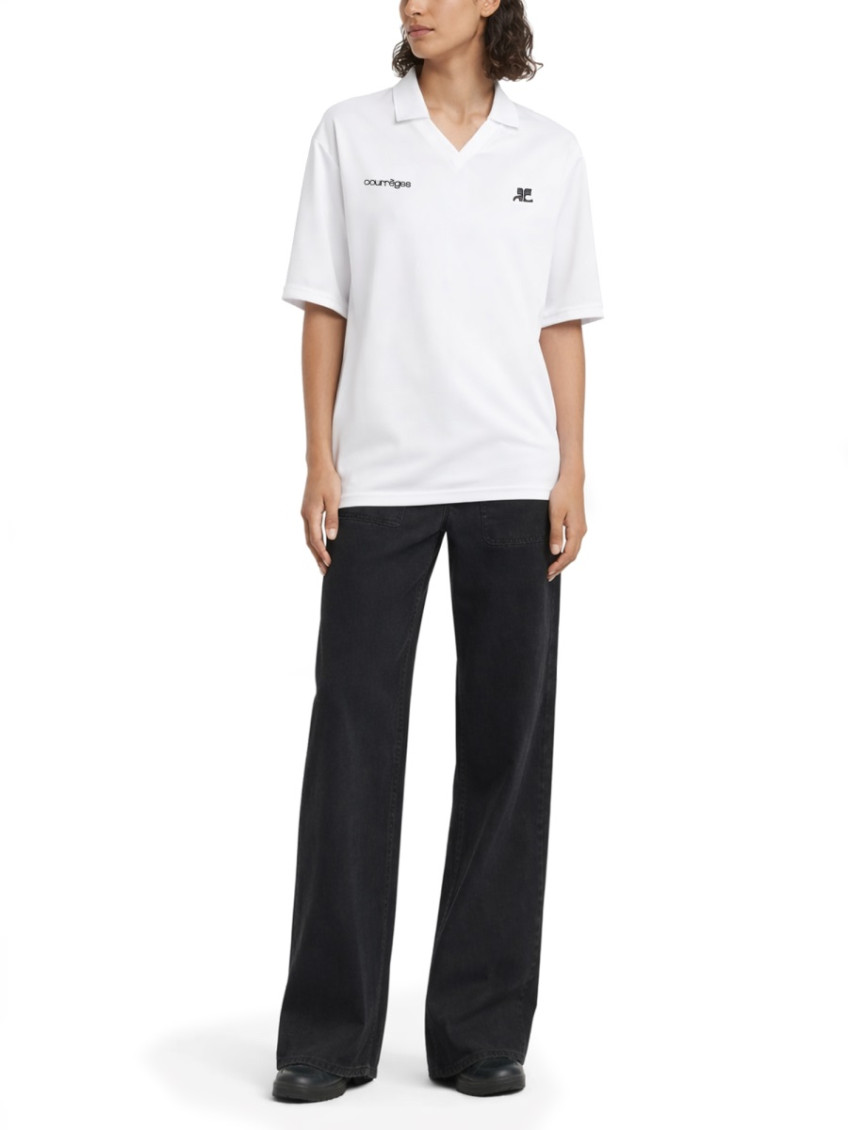 White Logo Shirt Collar Polo