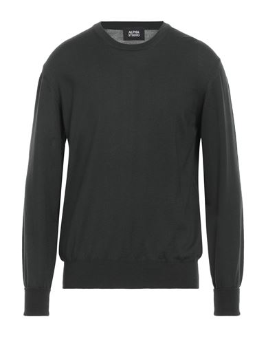 Alpha Studio Man Sweater Dark green Size 36 Merino Wool