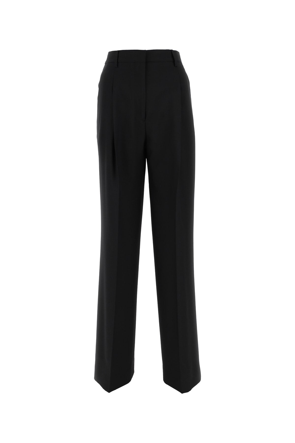 High-Waisted Wool Trousers — Black