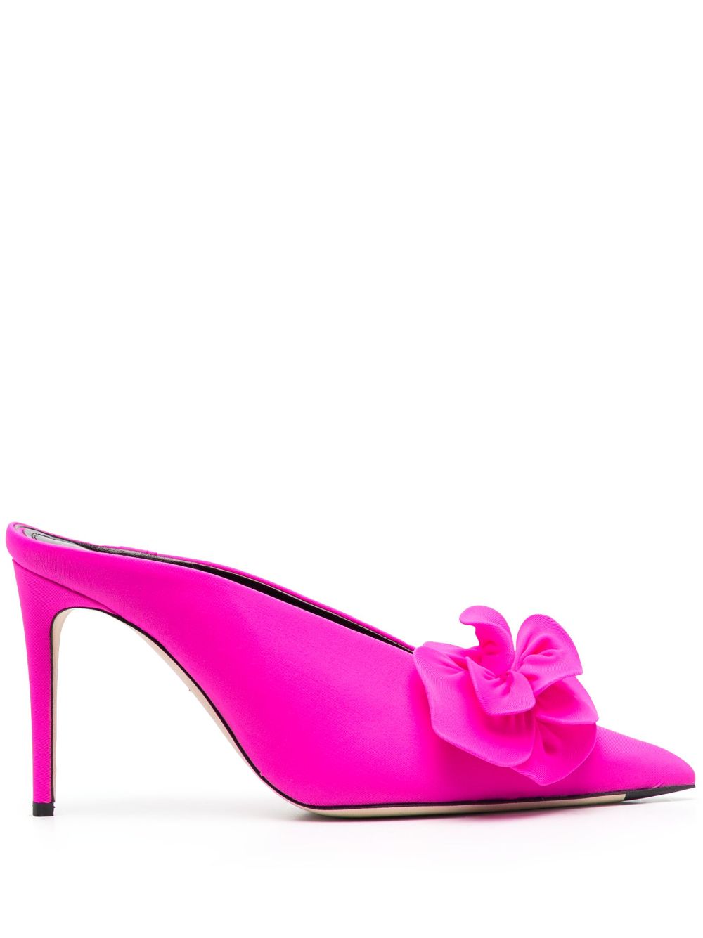 Floral-applique detail 100mm mules - Pink