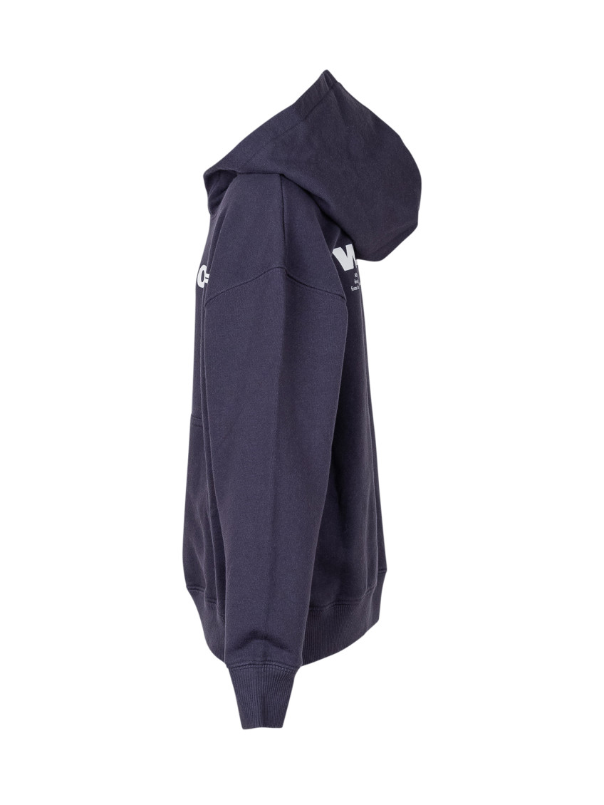 Blue Cotton Hoodie with Front and Back Logo for Kids Blu Sweatshirts - Kids