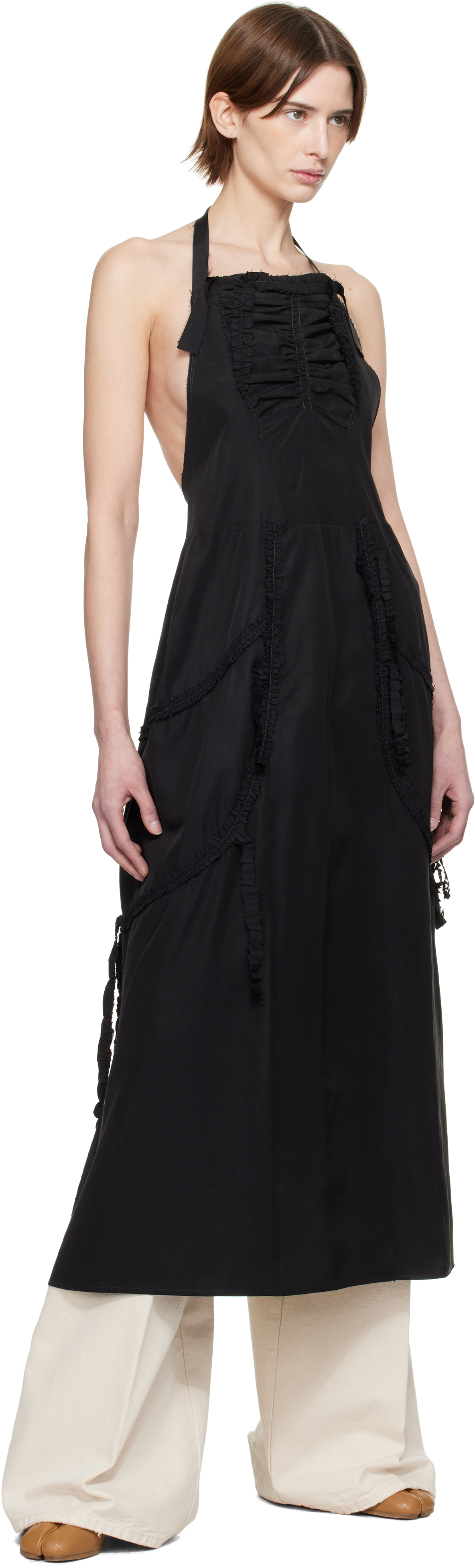 Maison Margiela Black Apron Midi Dress