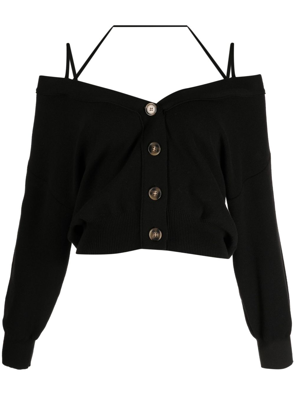 Cut-out detail knitted cardigan - Black