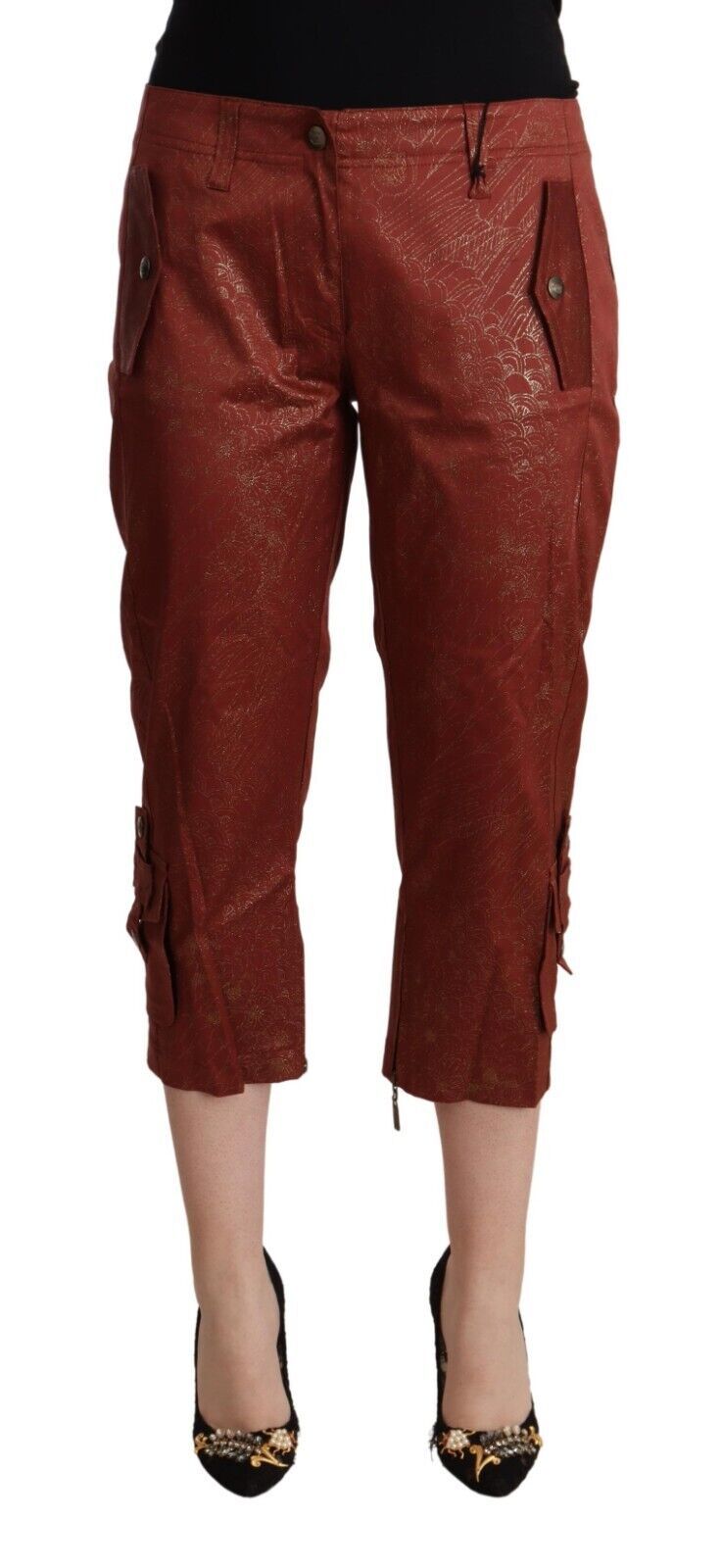 Lurex Cotton Cargo Shorts — Brown