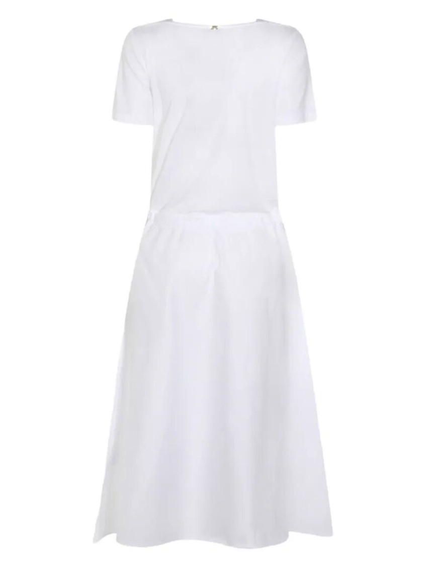 White Boat Neck Midi Dress