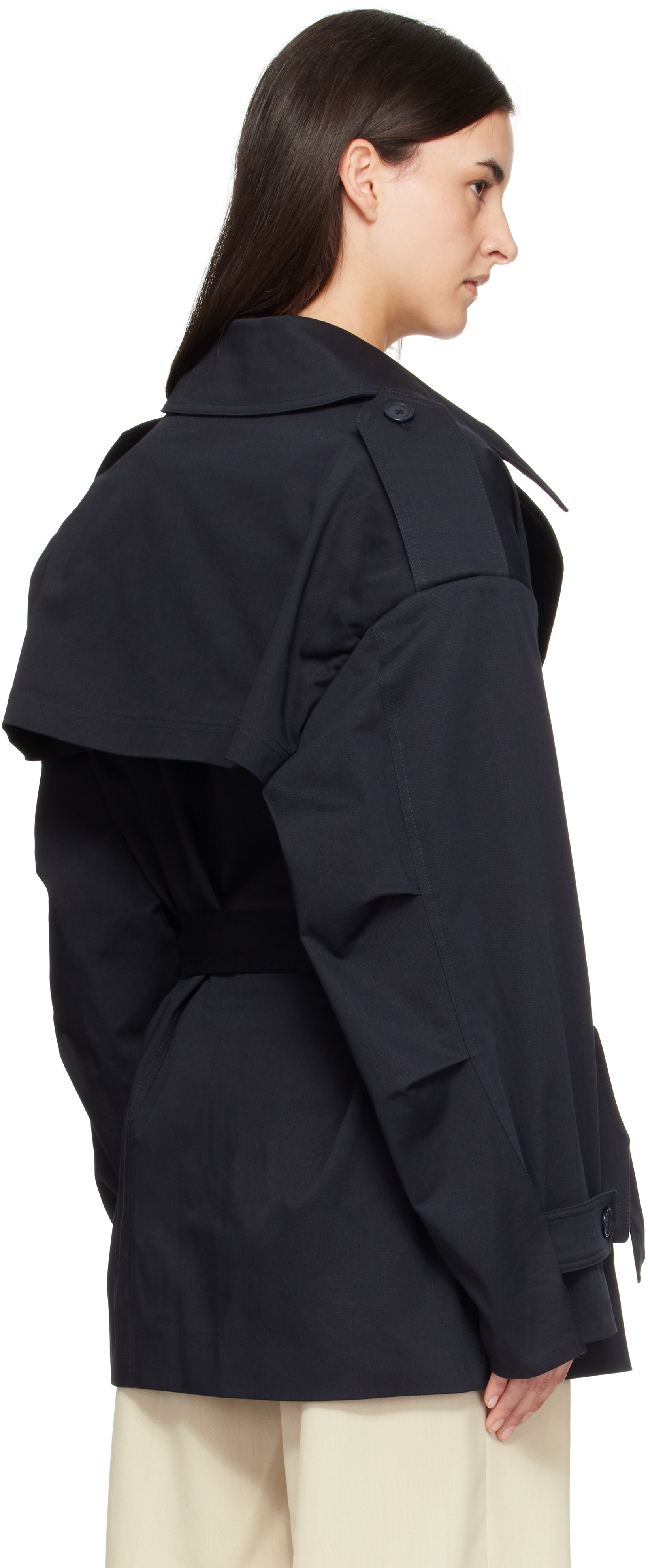 Navy Zurich Oversized Short Trench Coat
