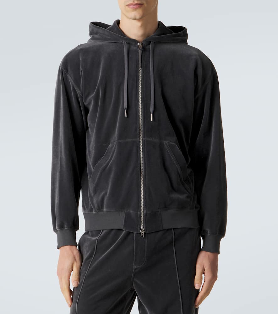 Velvet zip-up hoodie
