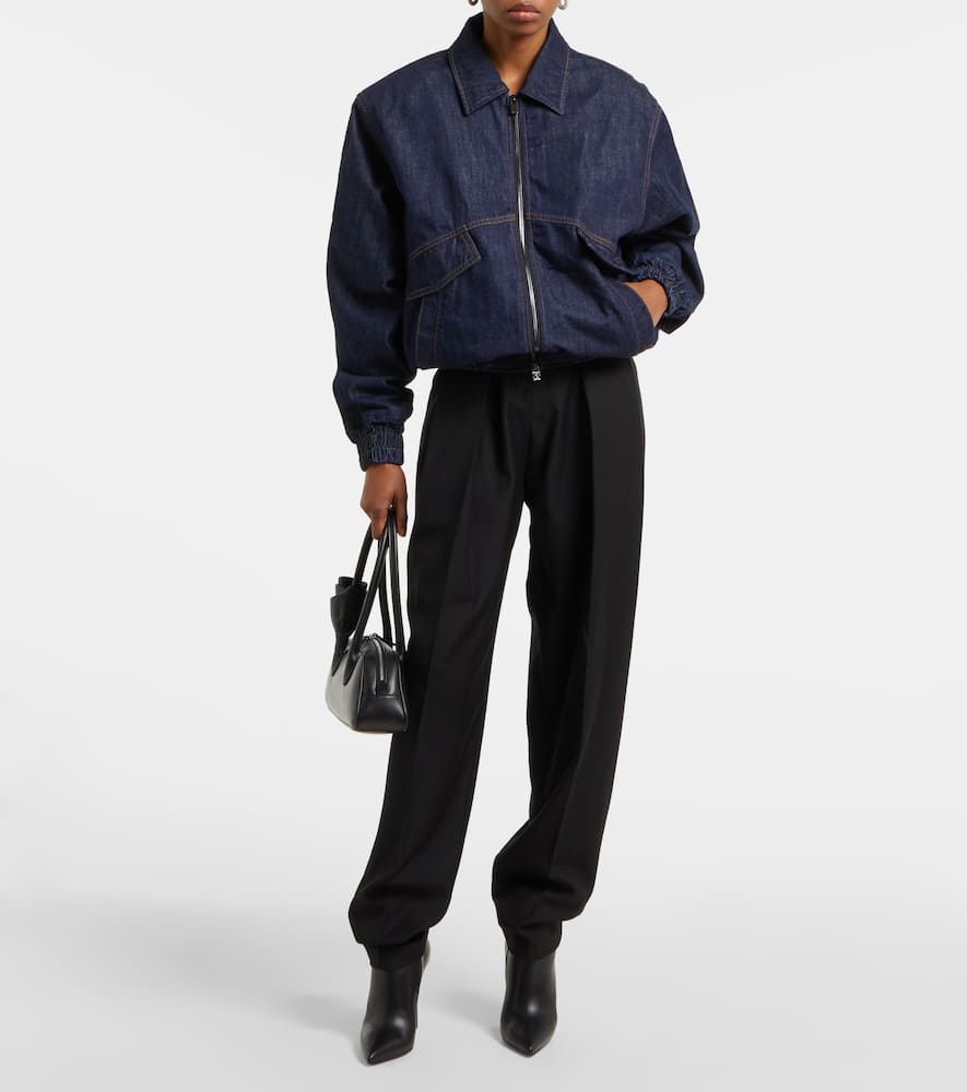 Oversized denim bomber jacket