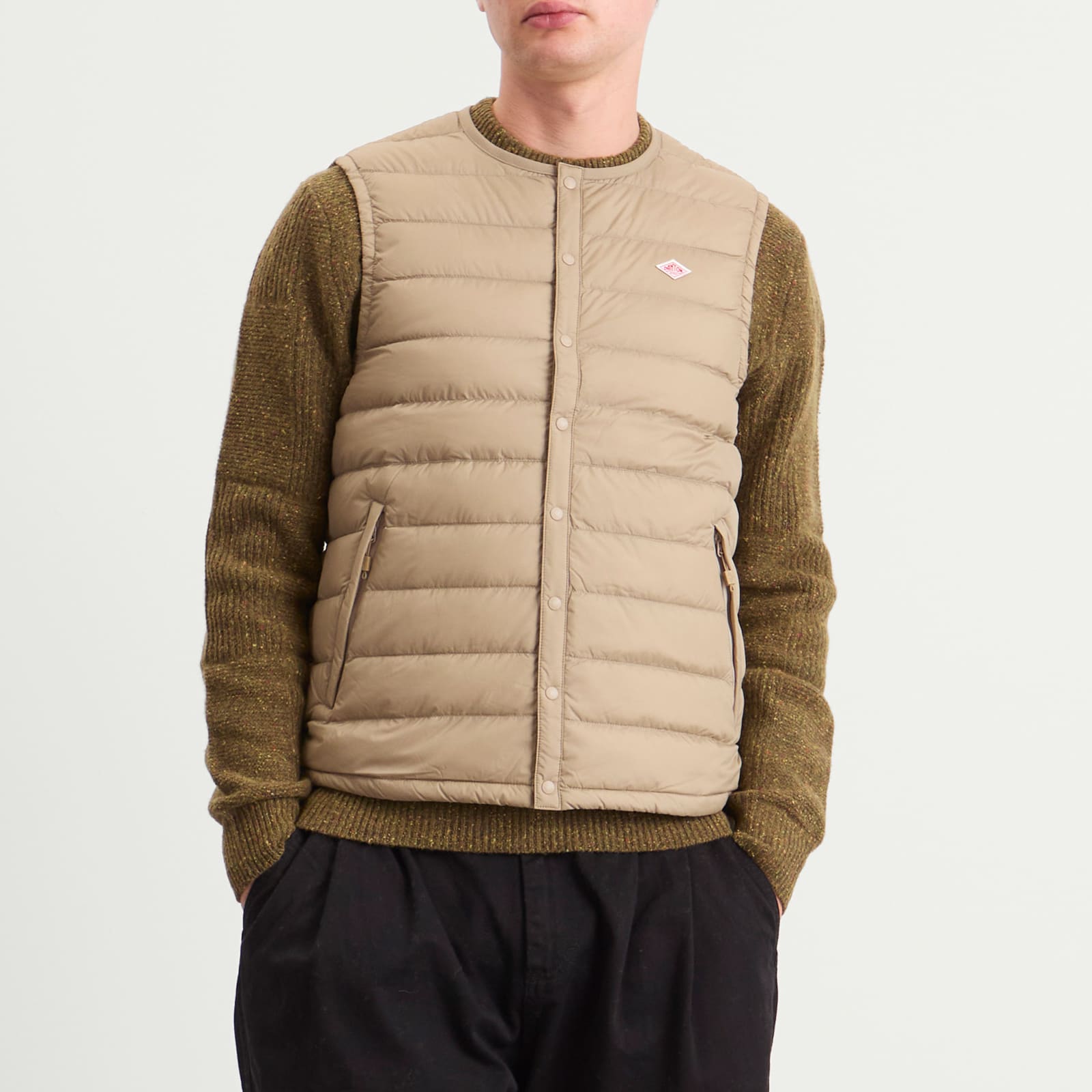 Men's Inner Down Crewneck Vest Sand Beige