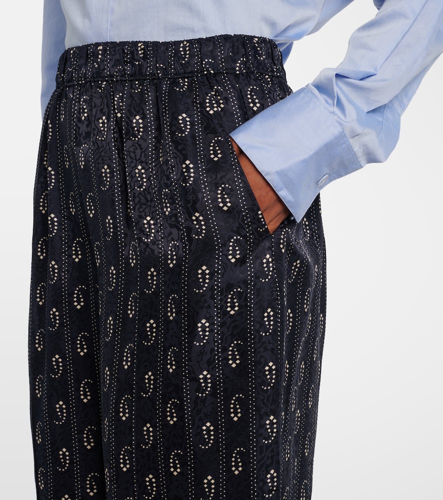 Paisley jacquard wide-leg pants