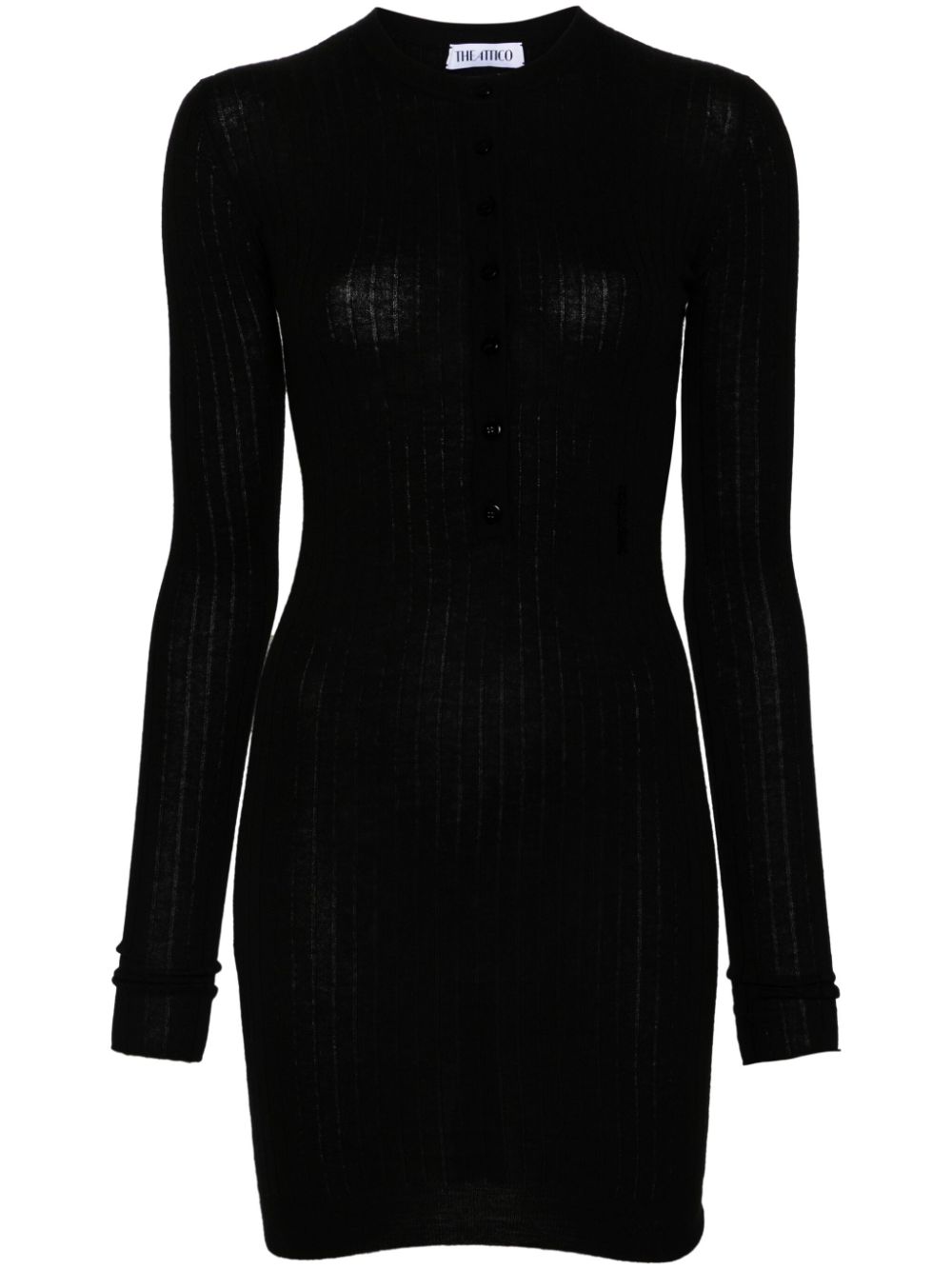 Ribbed-knit mini dress - Black