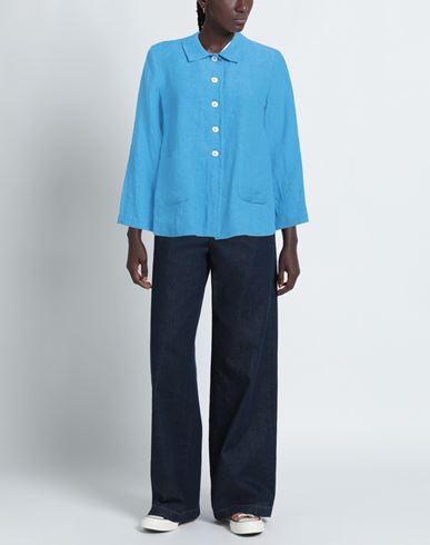 Woman Jacket Azure Size 6 Linen