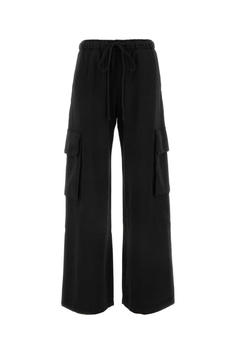 Wide-leg cotton cargo trousers - Black
