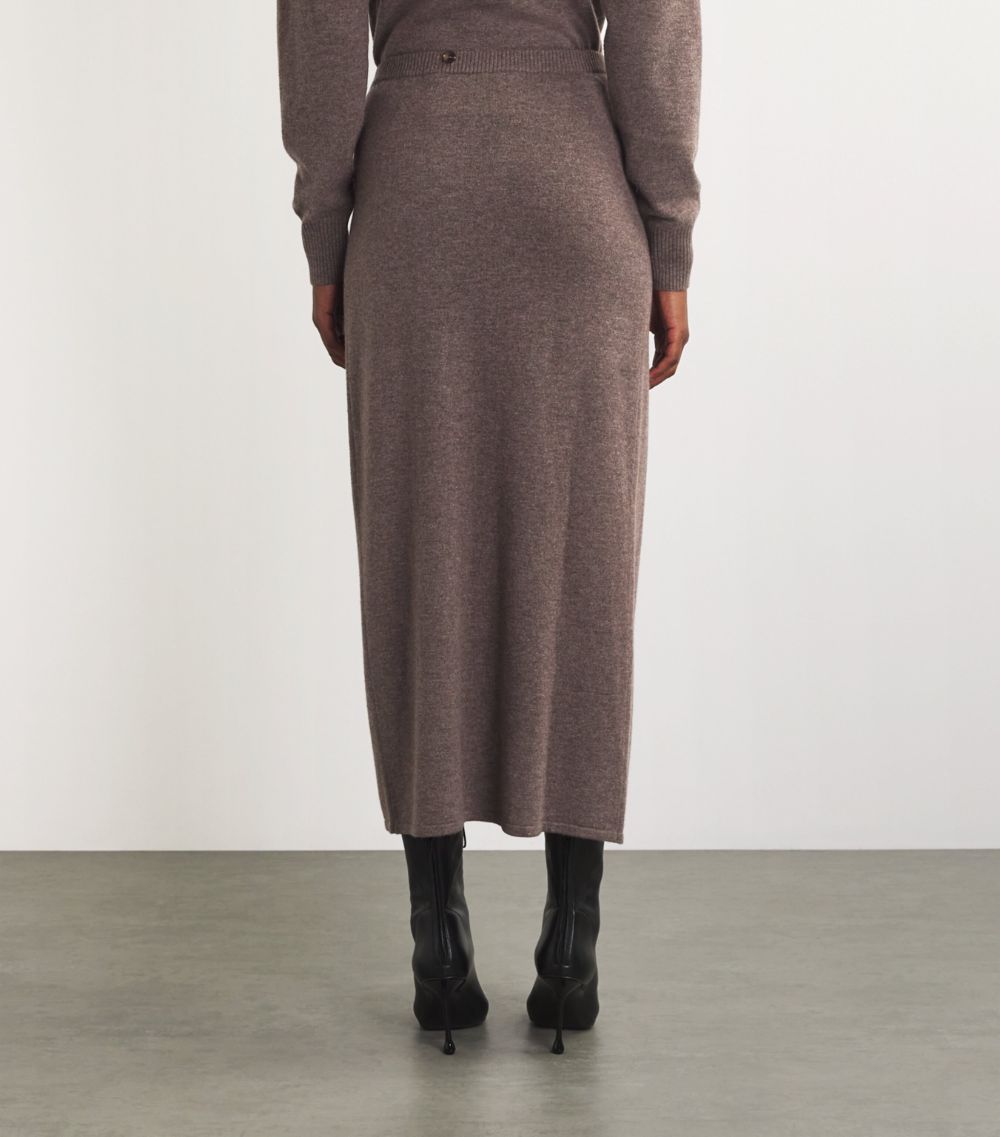 Wool-Cashmere Fasten Maxi Skirt