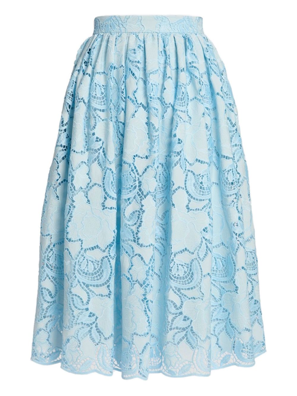 Floral-lace midi skirt - Blue