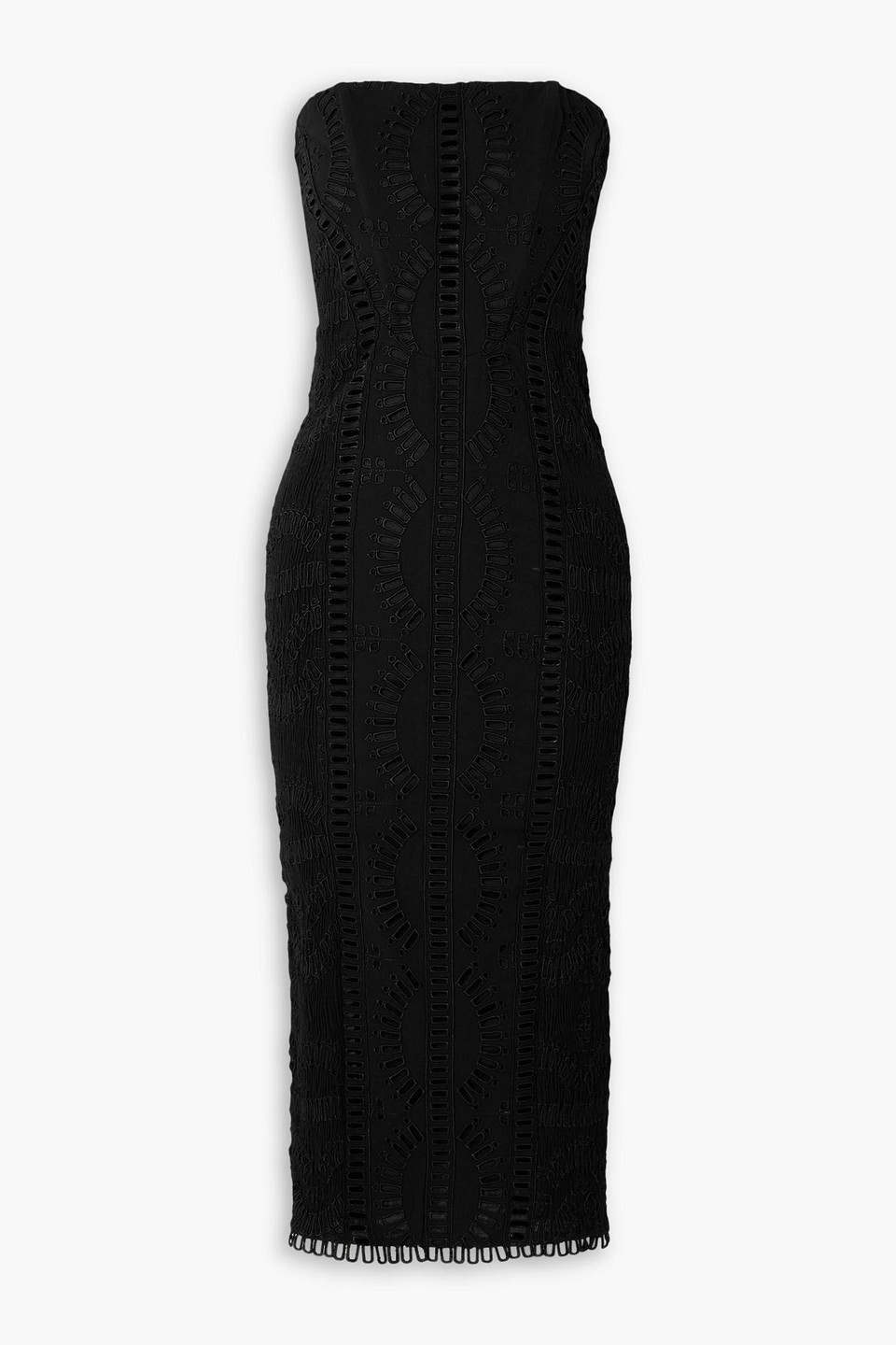 Ynisa strapless broderie anglaise cotton-blend midi dress - Black - M