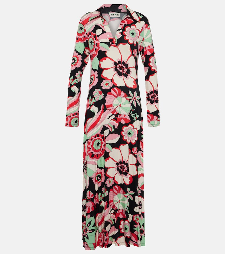 Rixo Tillie floral jersey midi dress