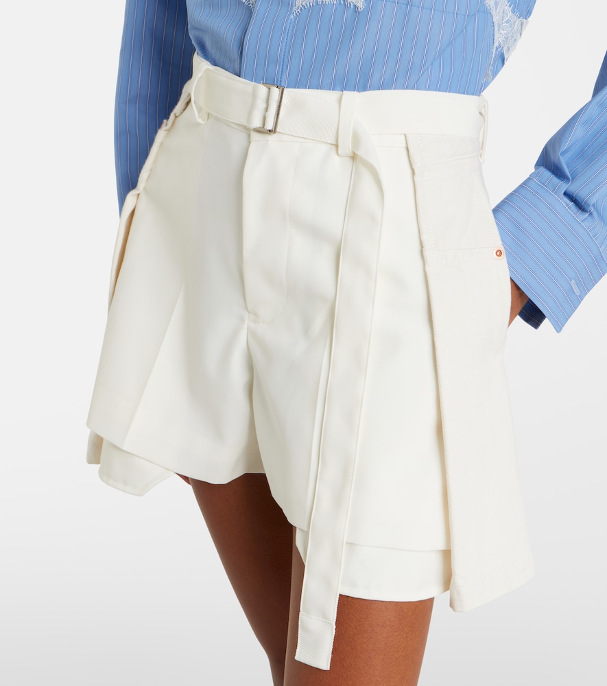 Paneled denim shorts