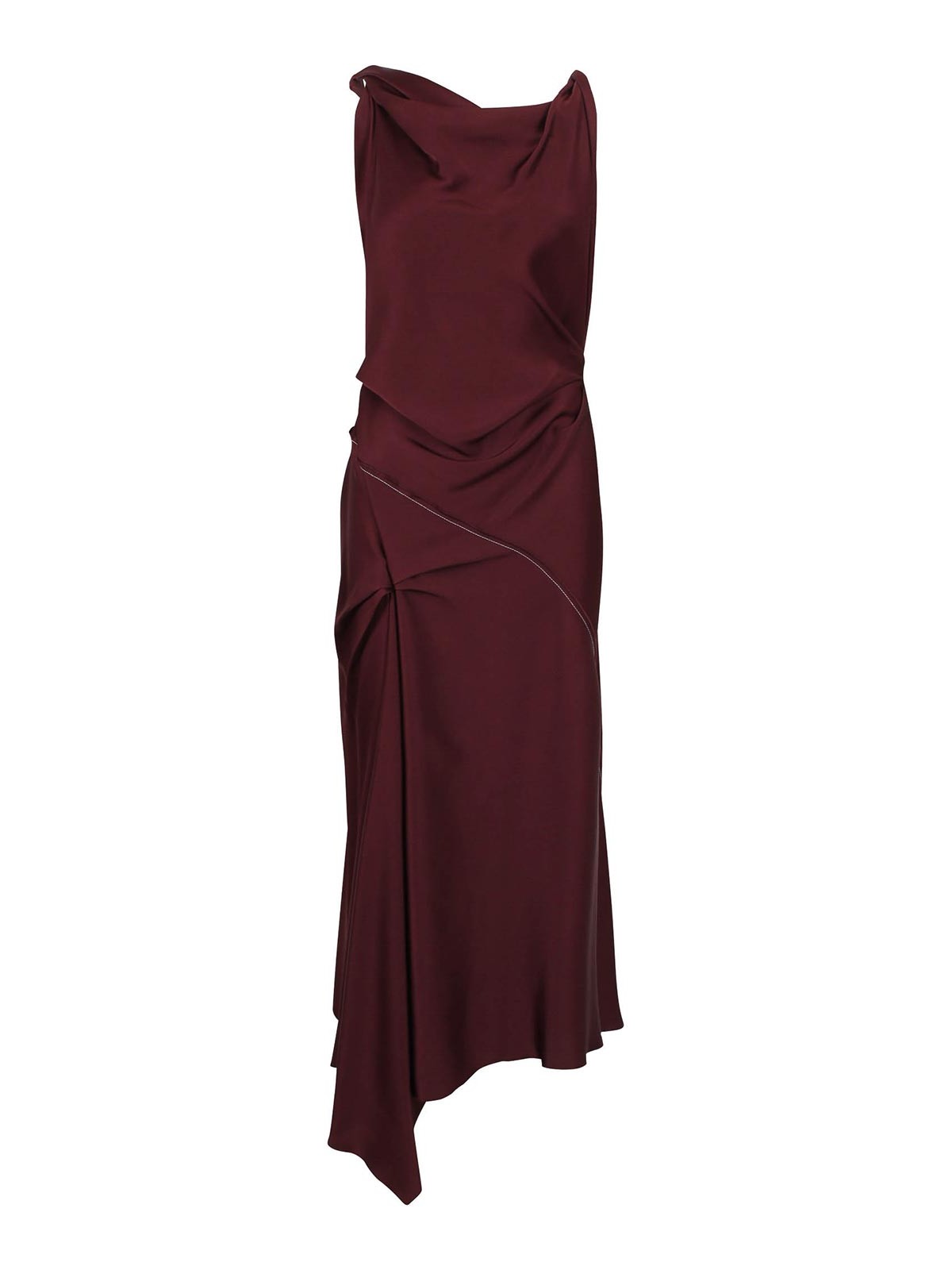 Midi crepe dress with stitching details