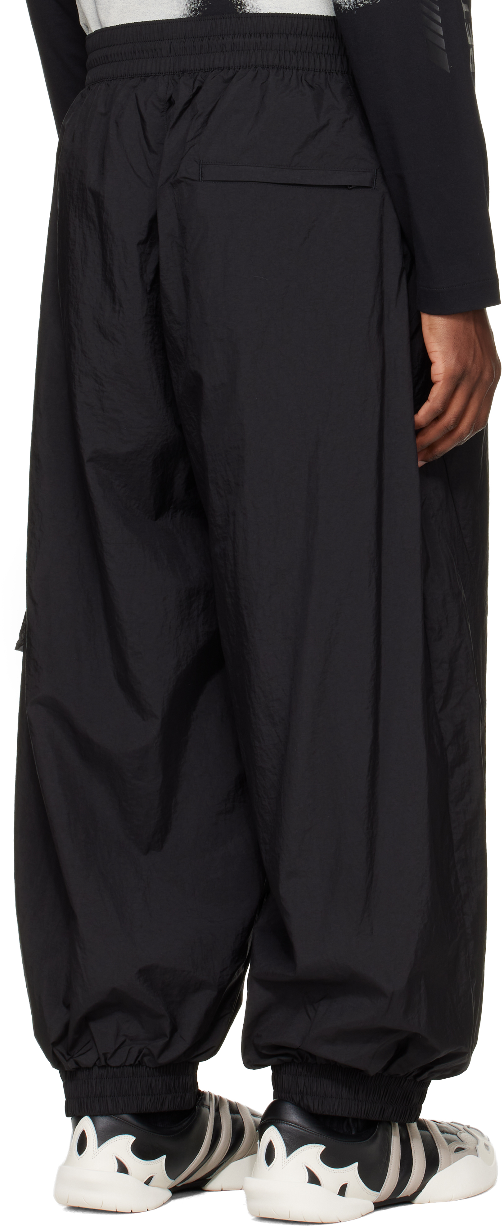 Black Raw Edge 3 Stripes Nylon Shell Track Pants