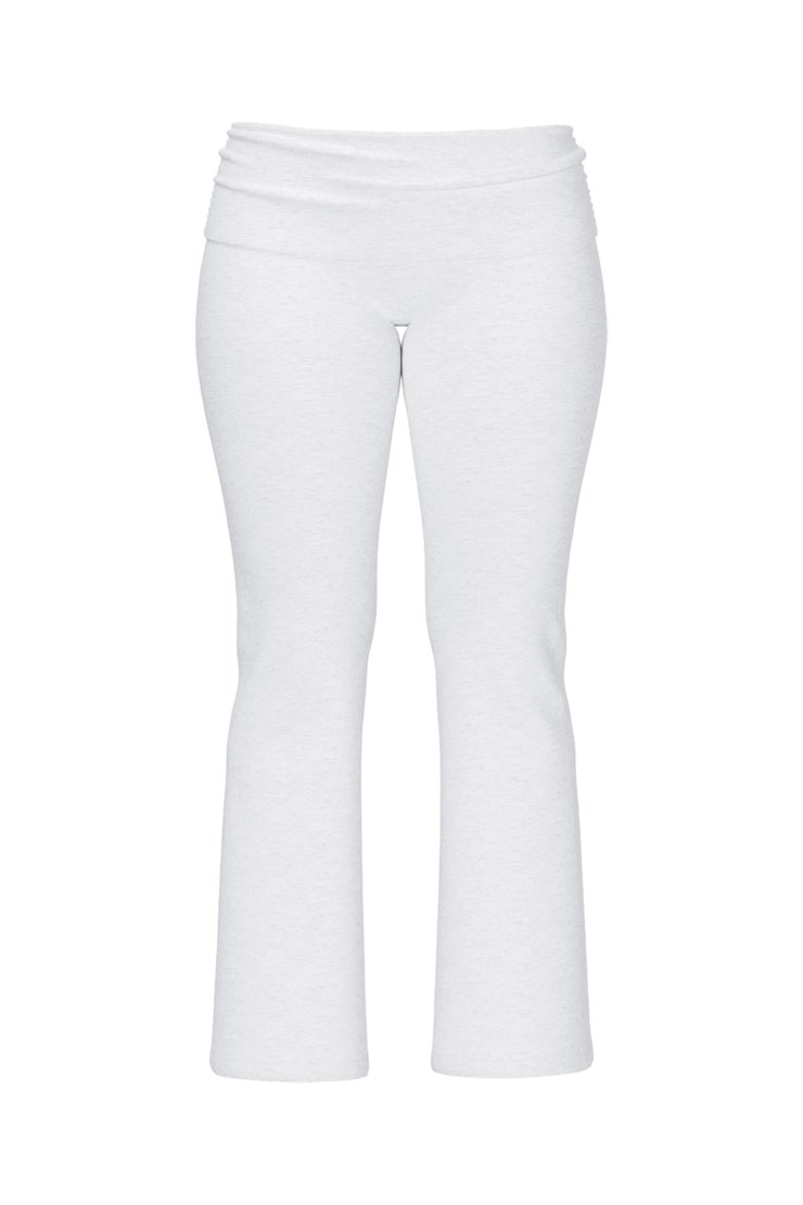 Soft Cotton Fold Over Flare Pants - Greys - Women Clothing