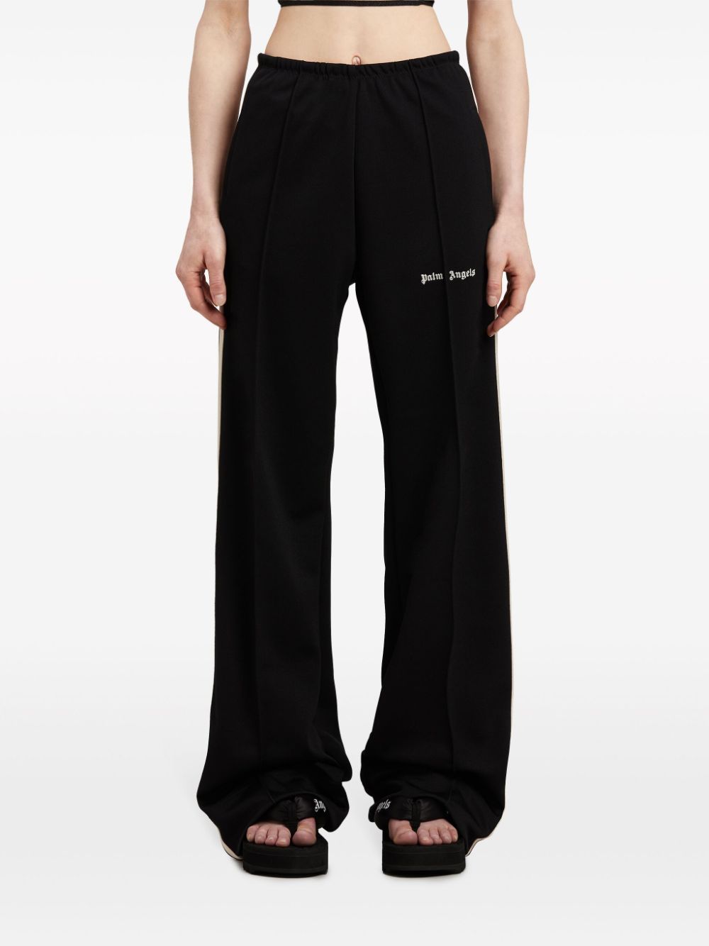 Side-stripe track pants - Black