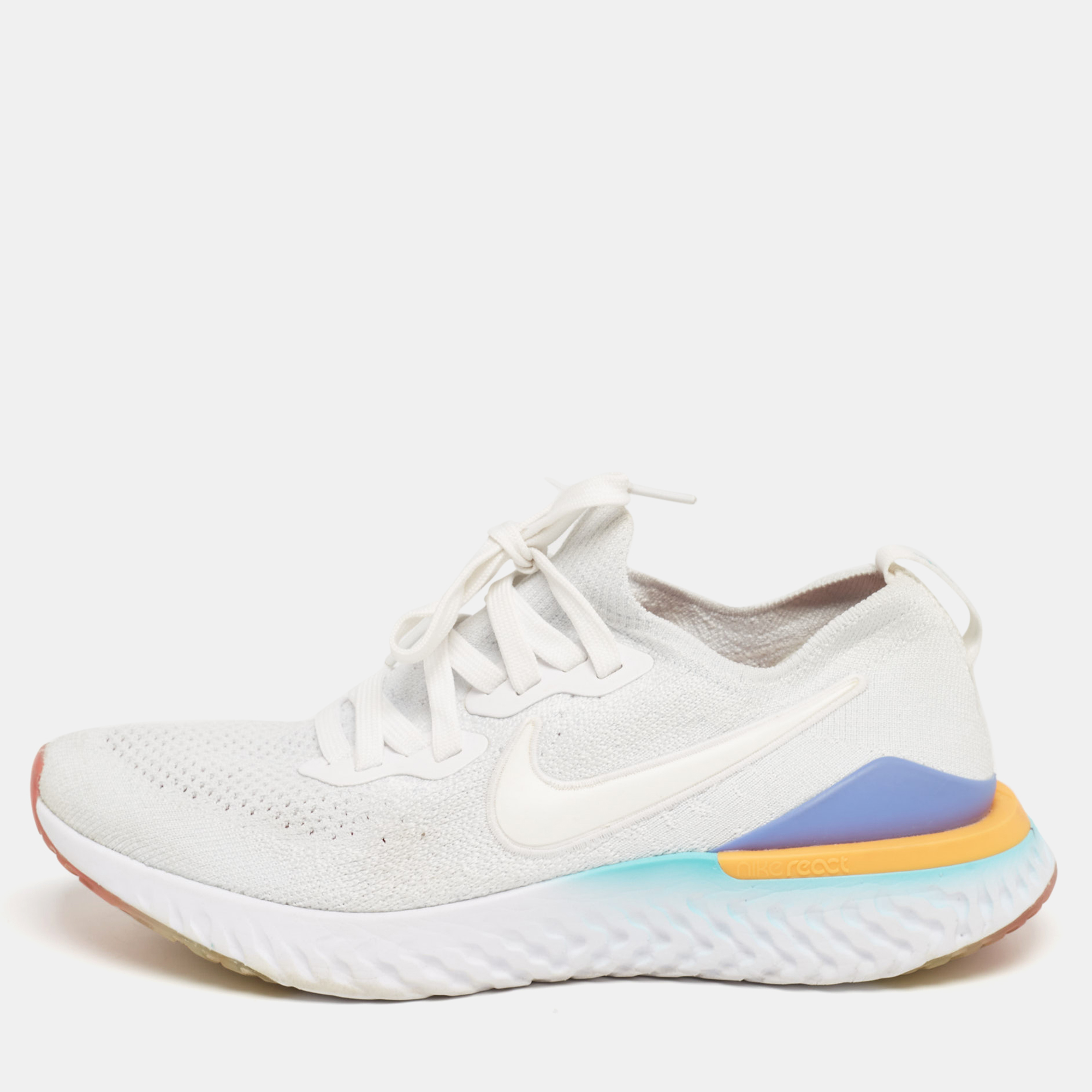 Nike Epic React White Knit Fabric Low Top Sneaker