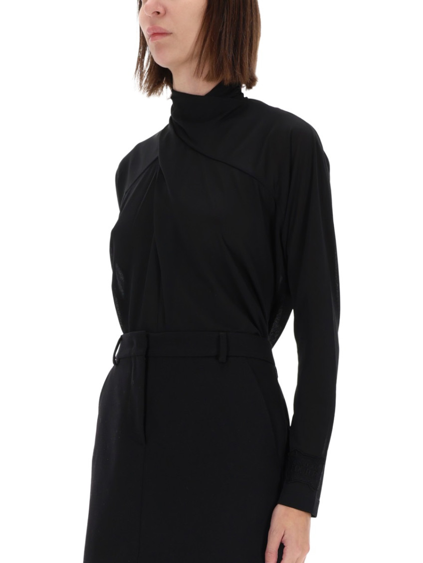 Versace Jeans Couture - draped front mock neck long sleeve top