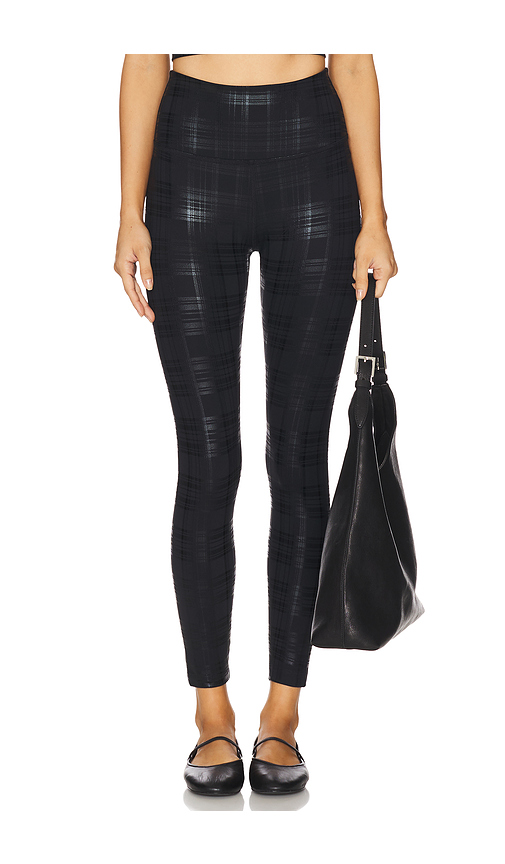Beyond Yoga High Waisted Midi Legging in Plaid Foil Burgundy - Burgundy. XS also in L