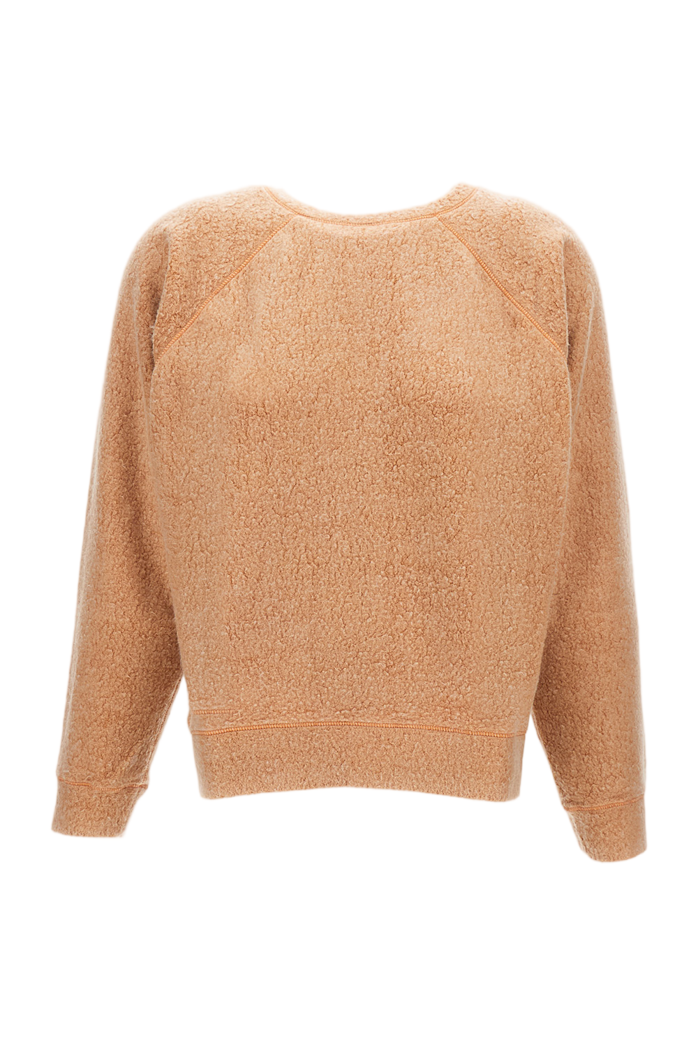 Cropped Brown Crew Neck Jumper With Textured Finish