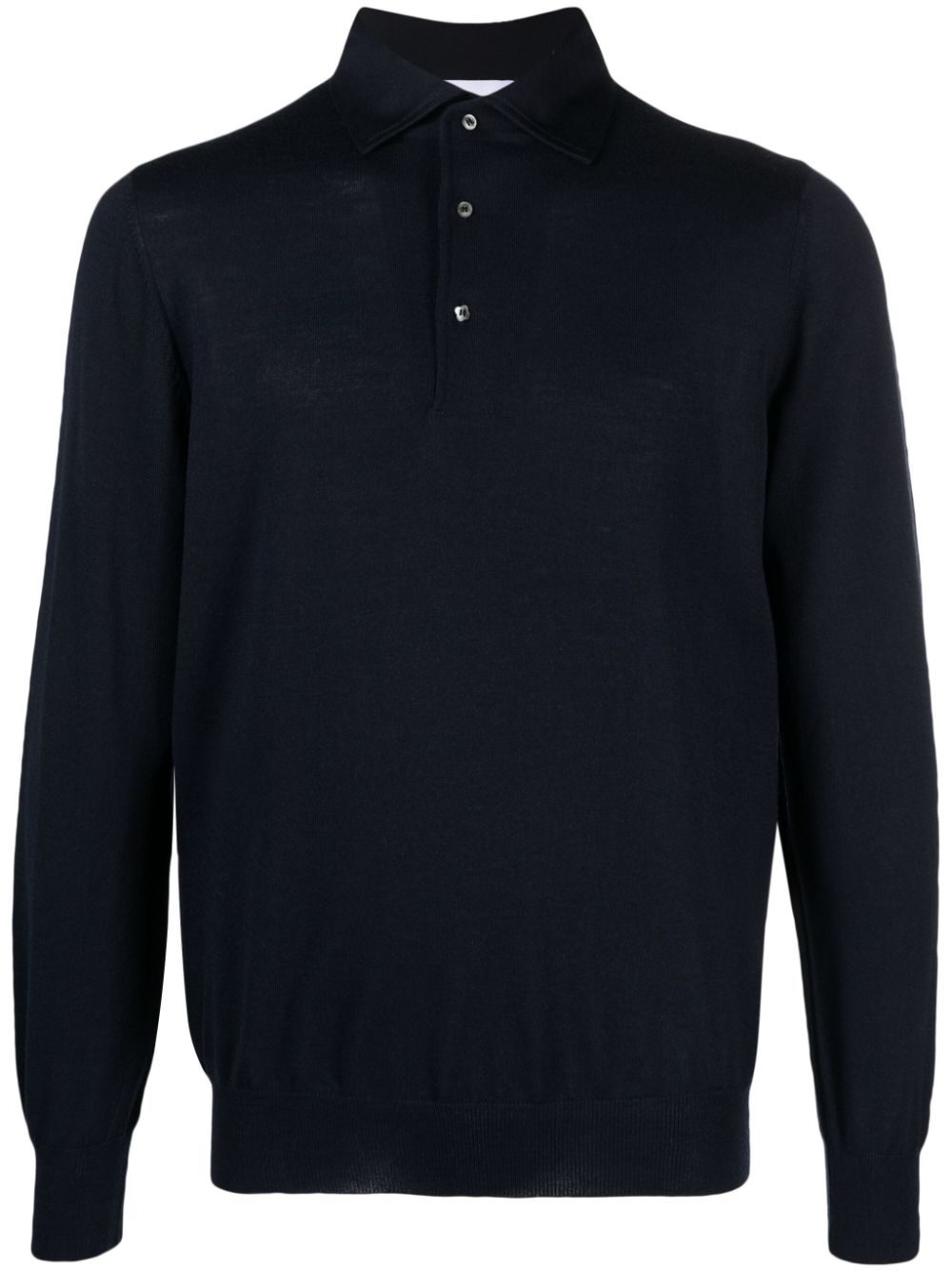 Fine-knit wool polo shirt - Grey