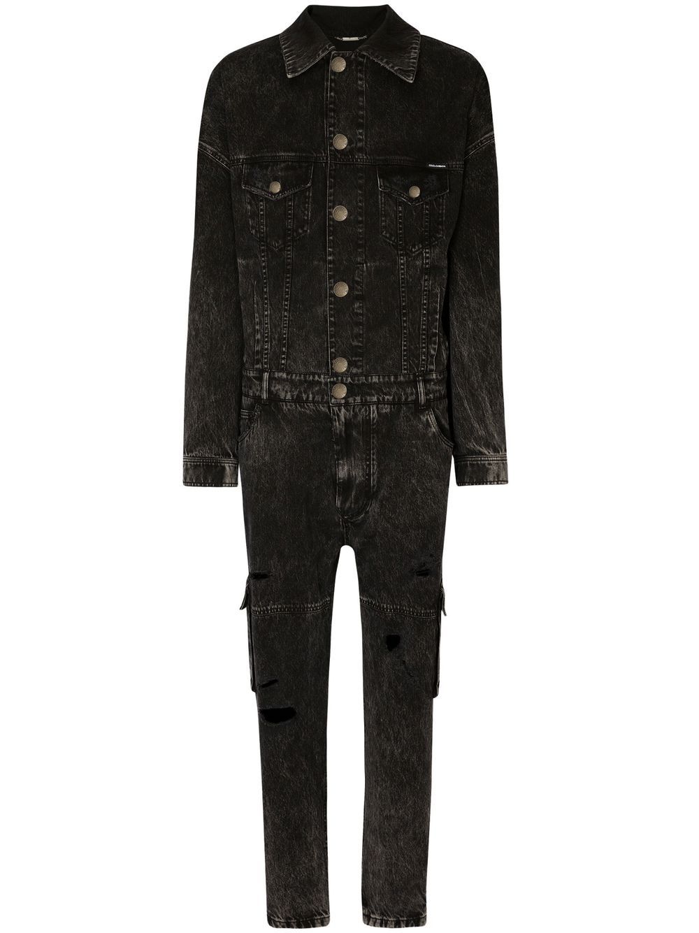 Washed denim jumpsuit - Black