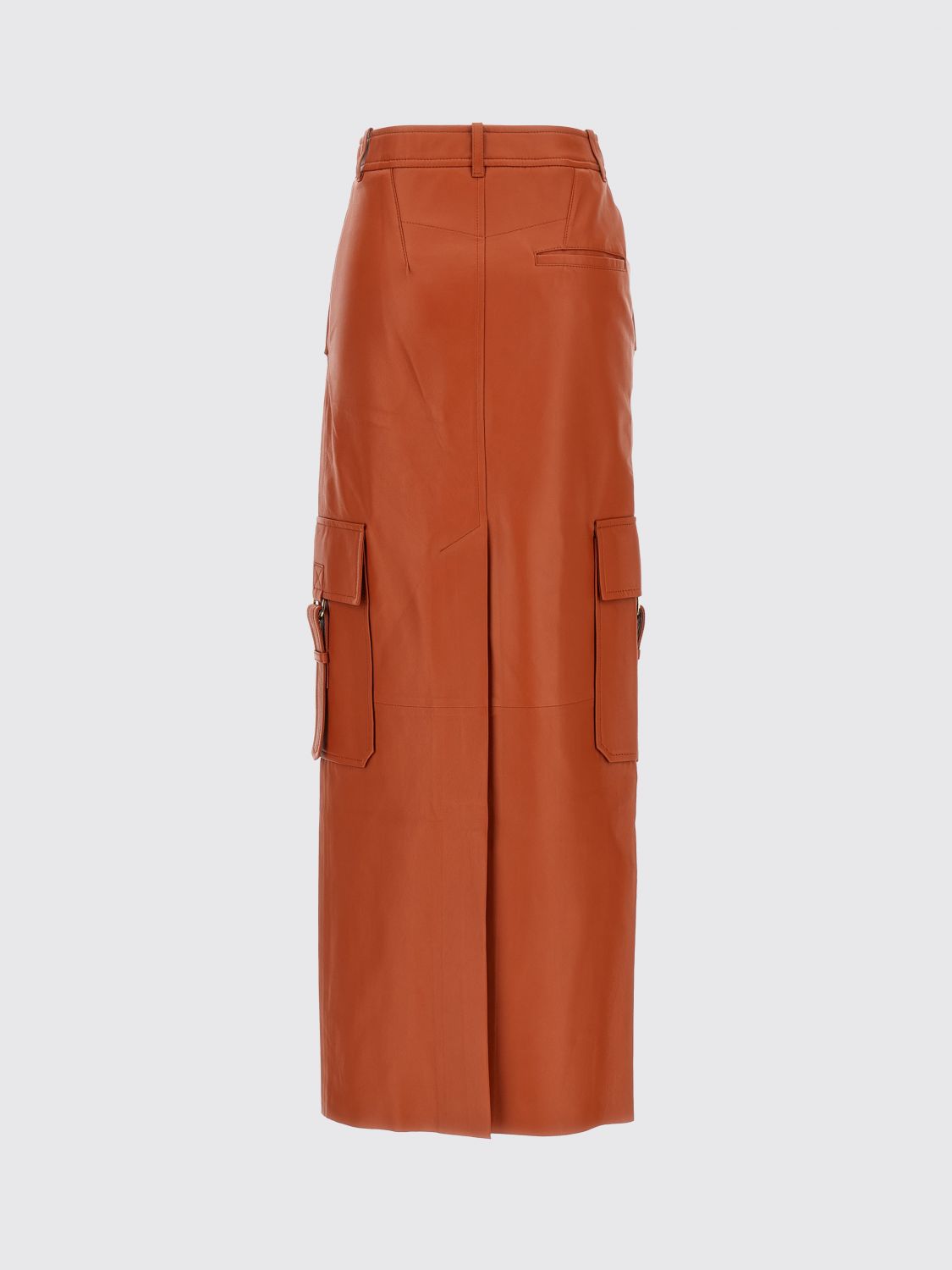 Illustration leather maxi skirt - Orange