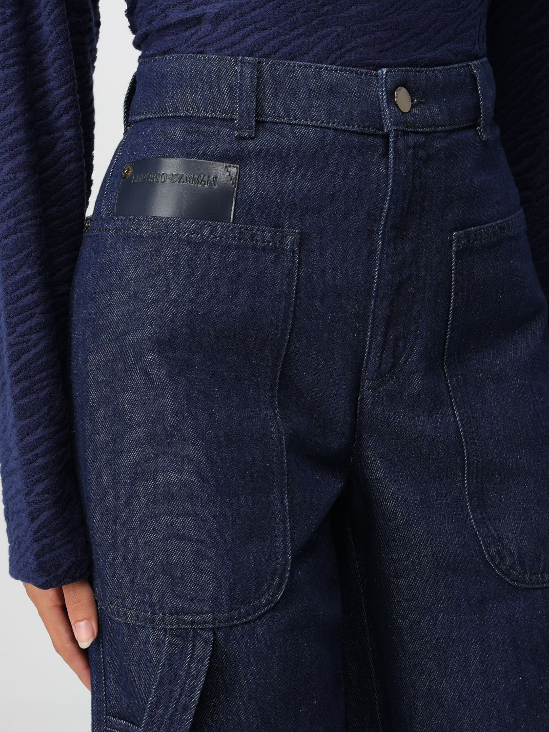 Multi-pockets wide-legged jeans - Blue