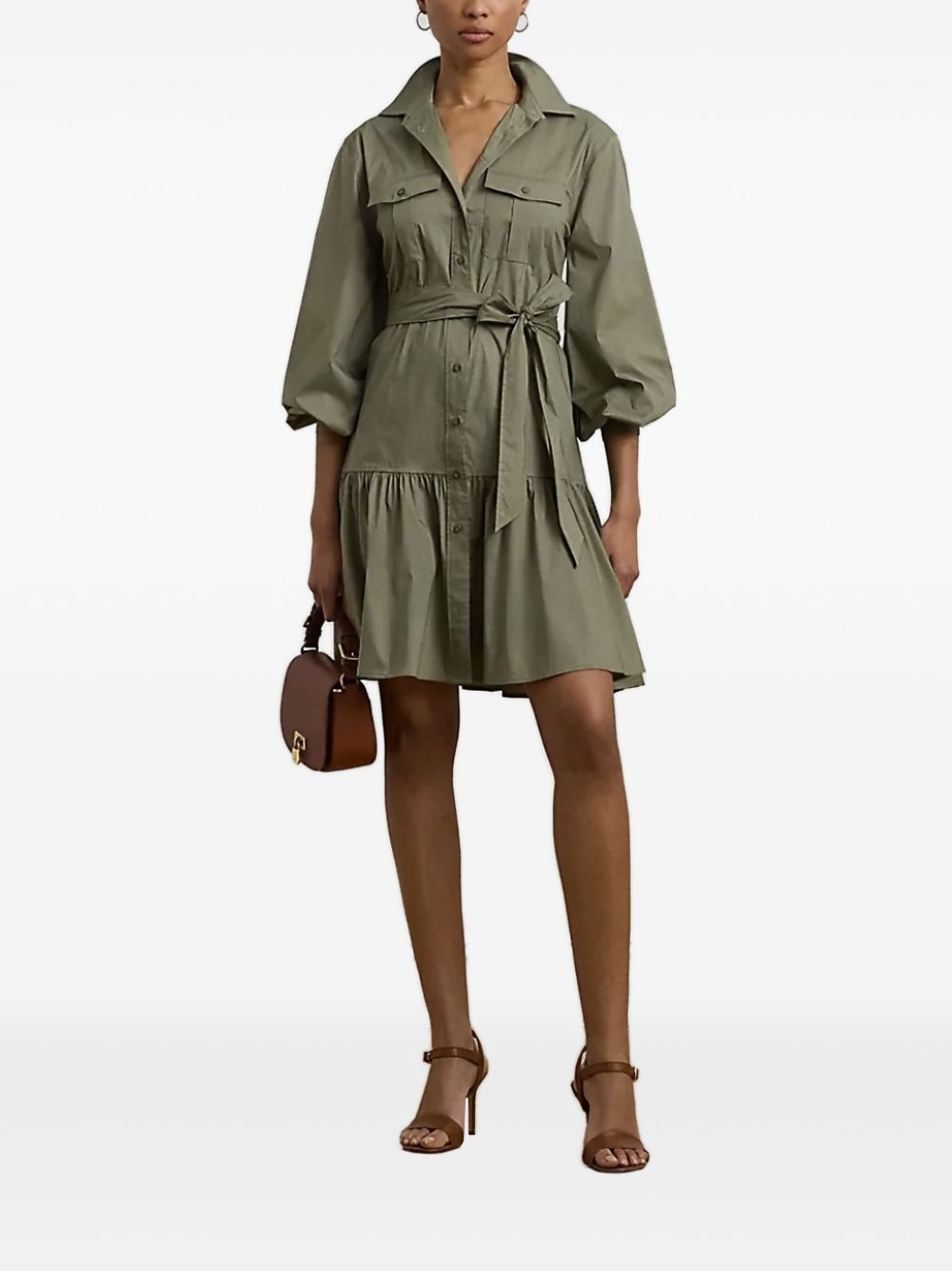 Belted shirt dress - Green