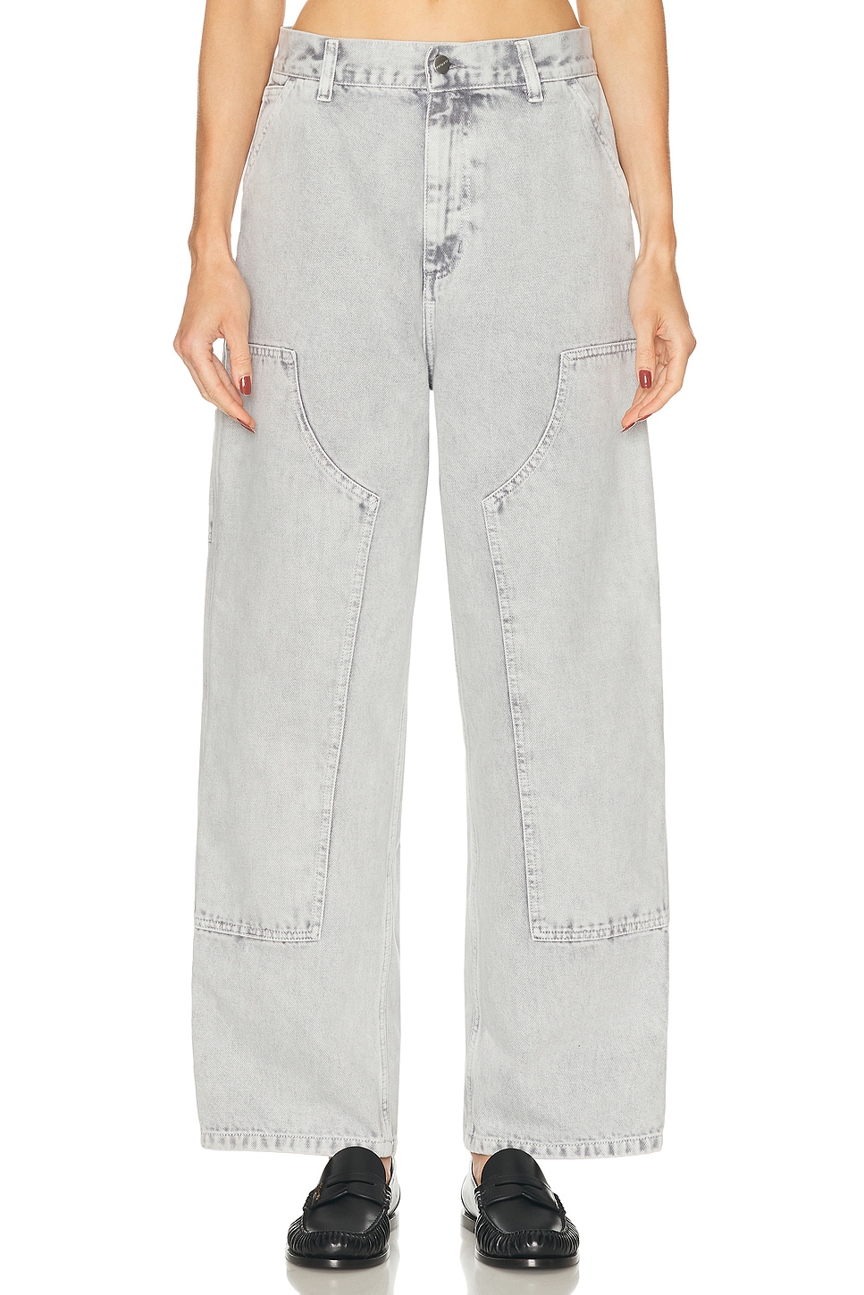 Carhartt WIP Brandon Double Knee Pant in Black Chalk Wash - Slate.  XS also in L